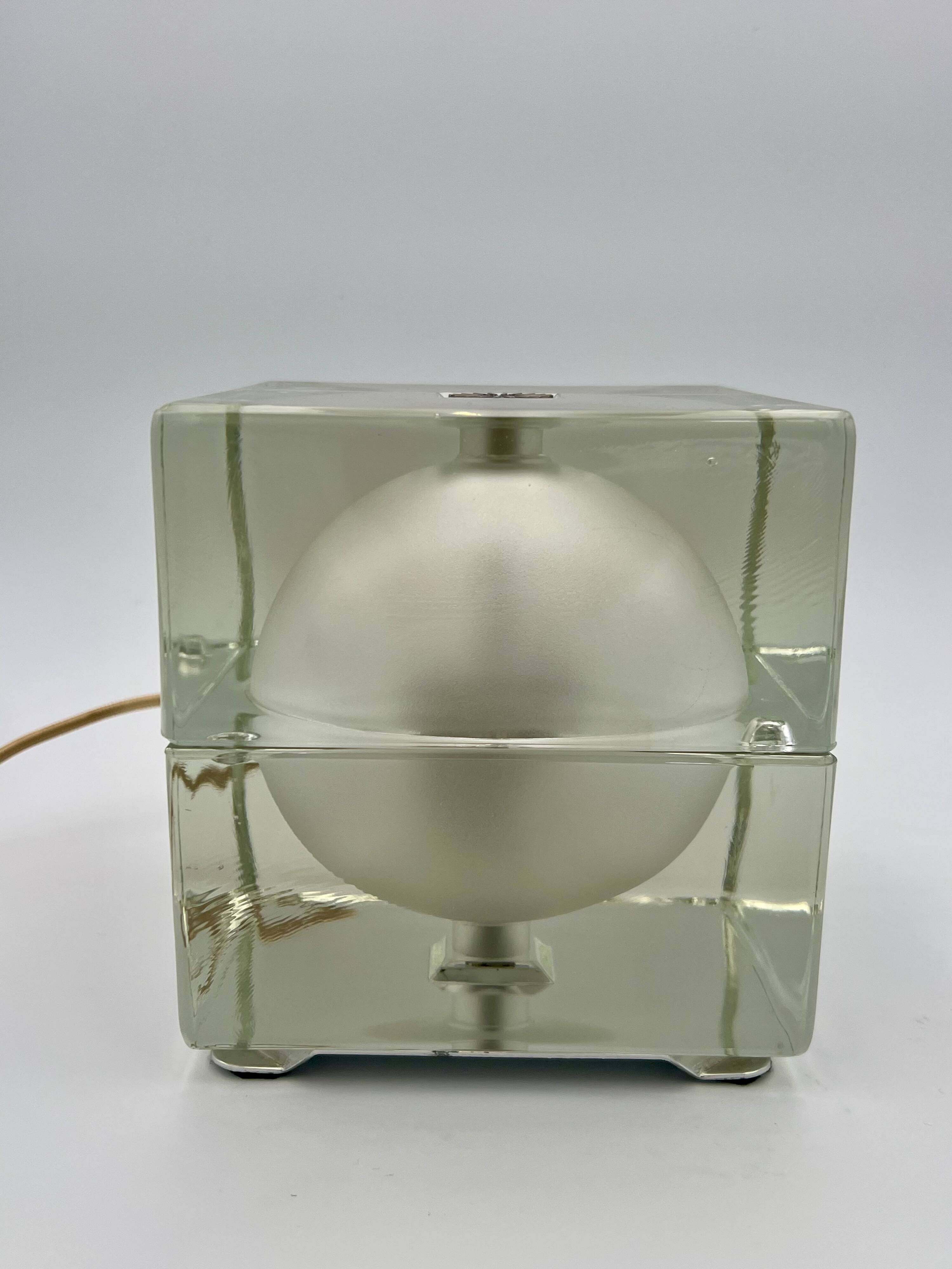 Lampe de table "Cubosfera" par Alessandro Mendini pour Fidenza Vetraria, 1968