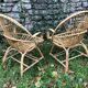 Bamboo rattan armchairs 60s