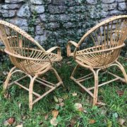Bamboo rattan armchairs 60s