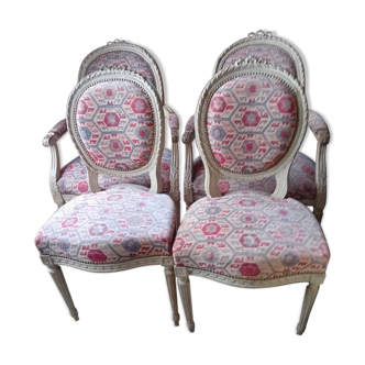 4 fauteuils médaillon style Louis XVI