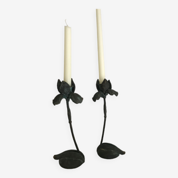 Pair of Iris candlesticks.