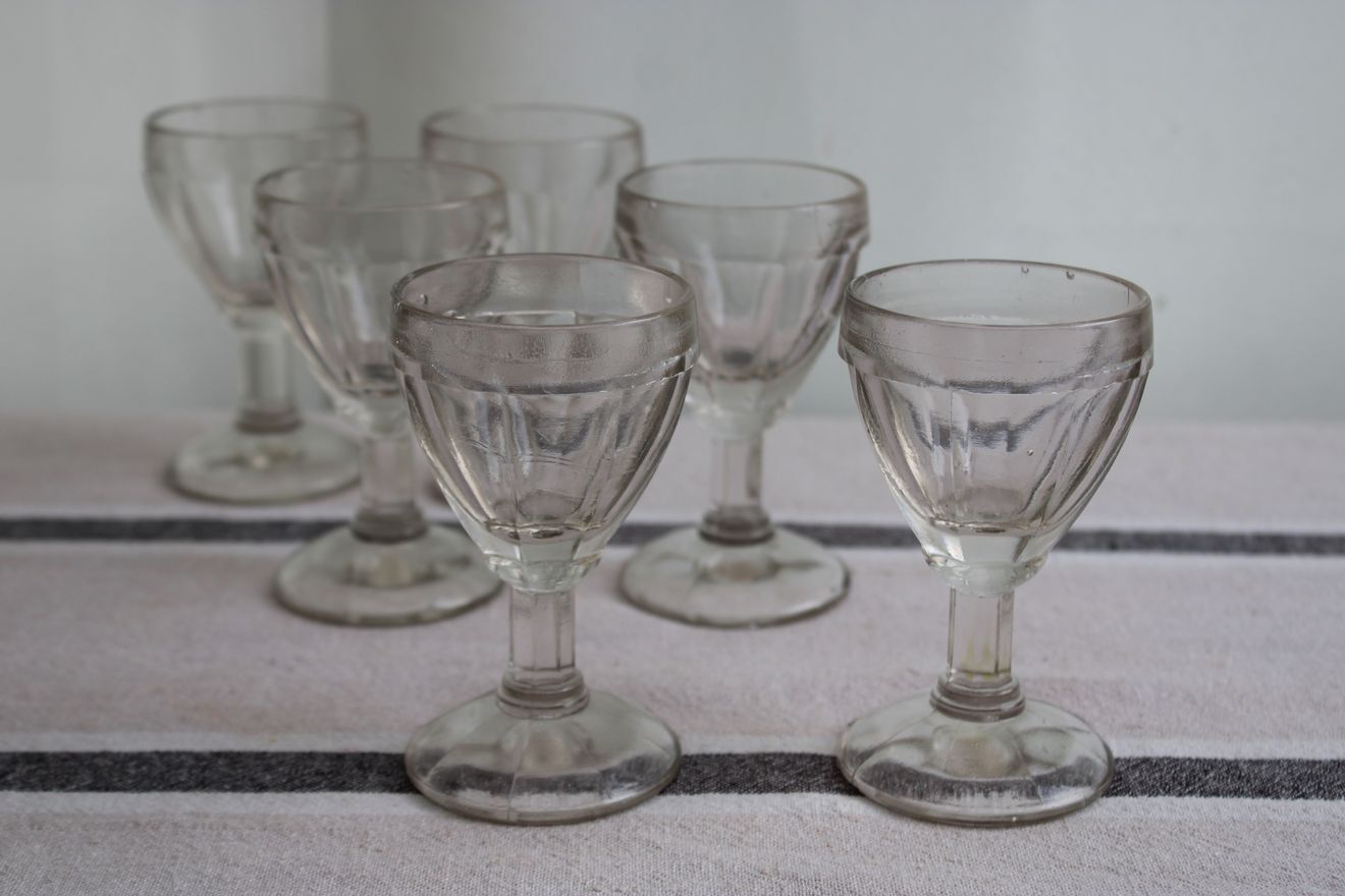 Set of 6 old shot glasses