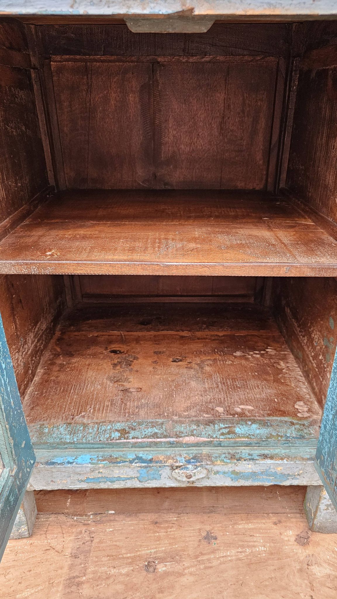 Antique glass-fronted buffet in Burmese teak
