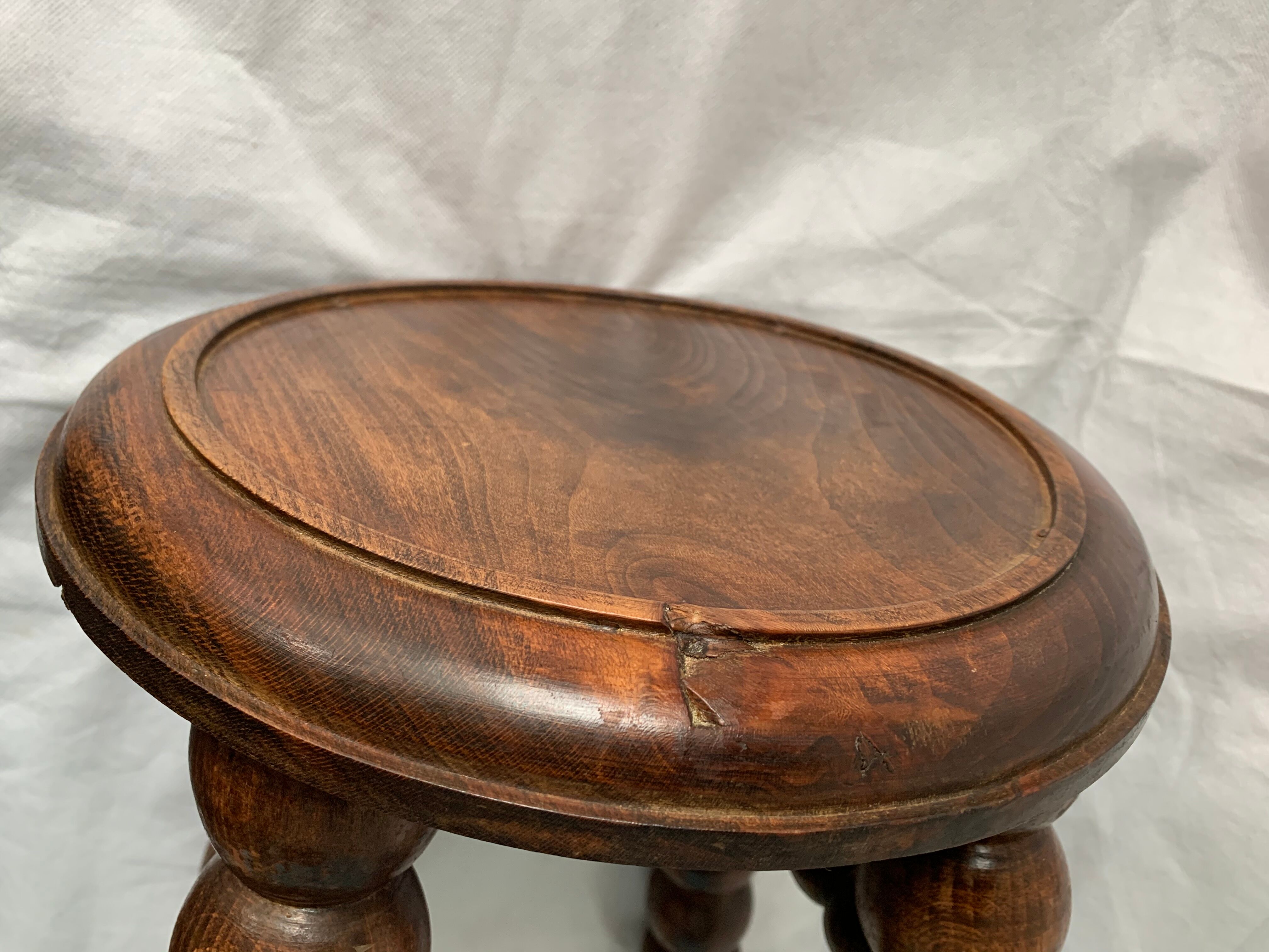 French turned wood stool 1950