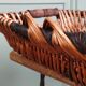 Rectangular wicker basket tray, rope & wood