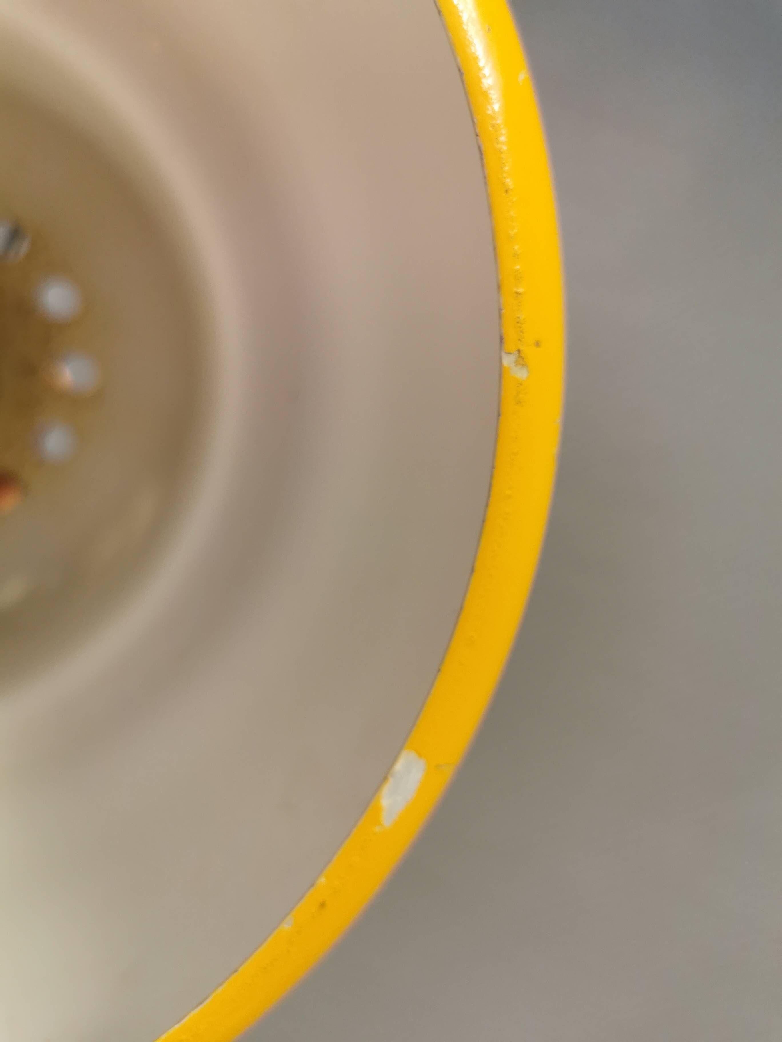 Mini poker hanging lamp in beautiful original sunny yellow color, designed by Jo Hammerborg 1977