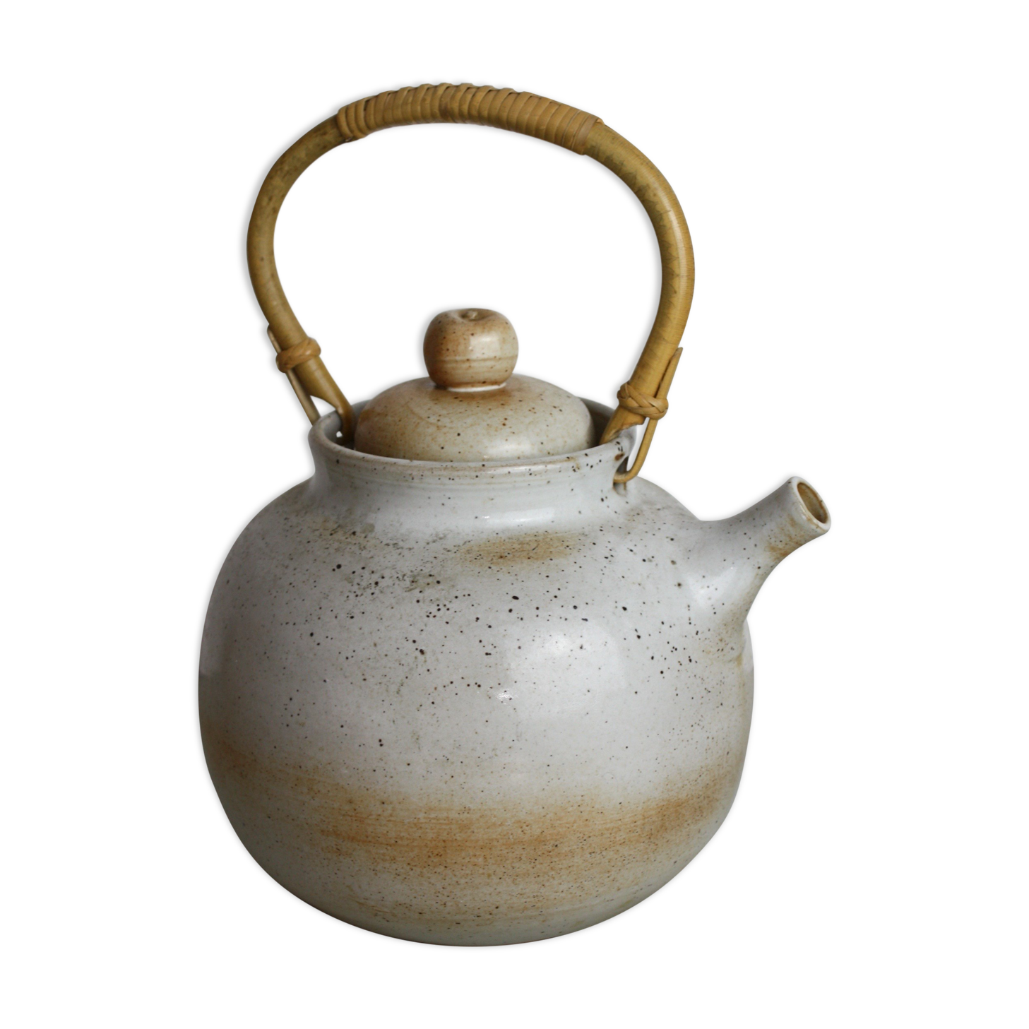 Round teapot with rattan handle Grès du Marais