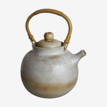 Round teapot with rattan handle Grès du Marais