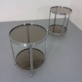 Mid-Century Glass & Metal Serving Bar Carts, 1960s, Set of 2