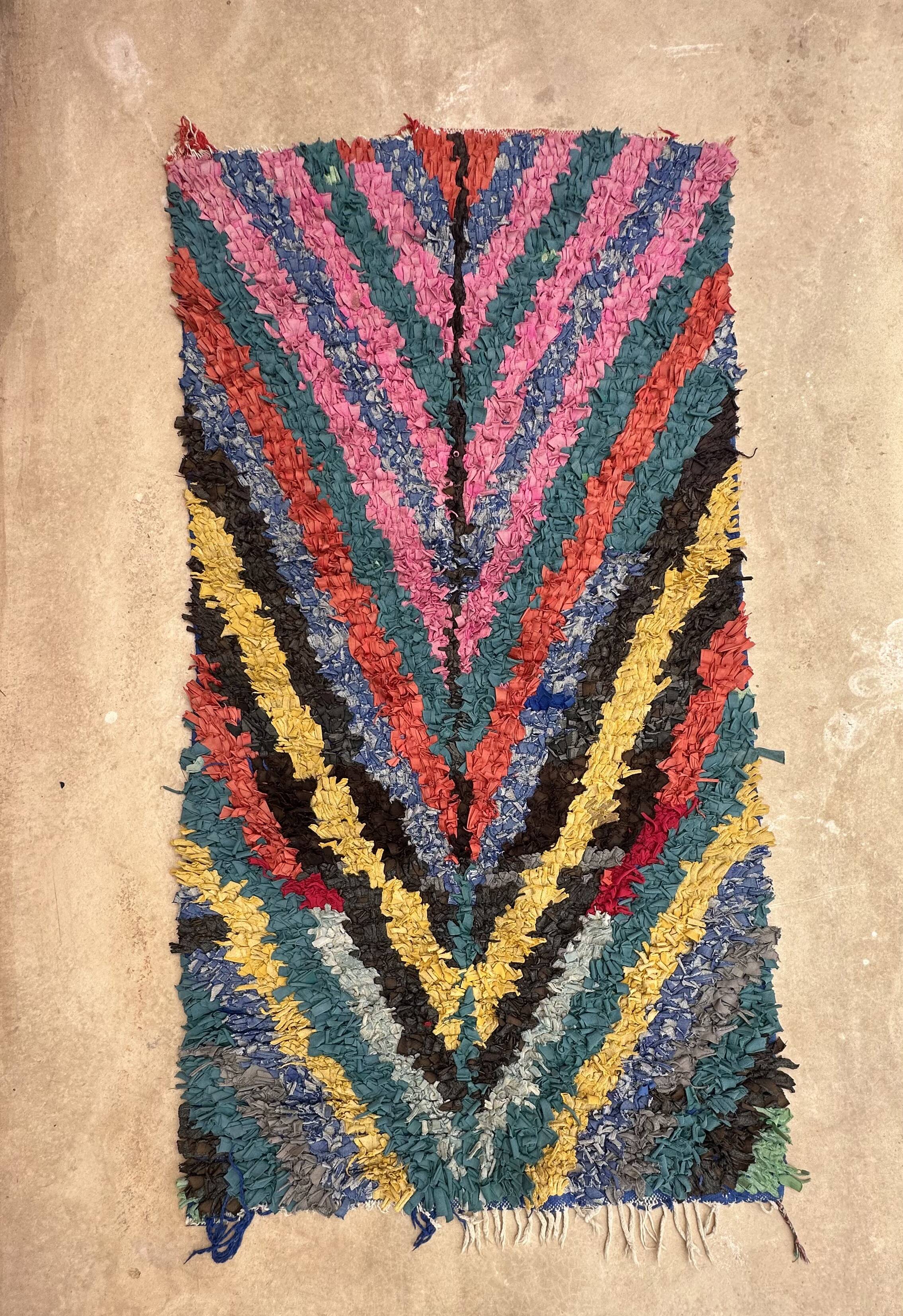 Colorful Boucherouite Berber rug - 104 x 202 cm