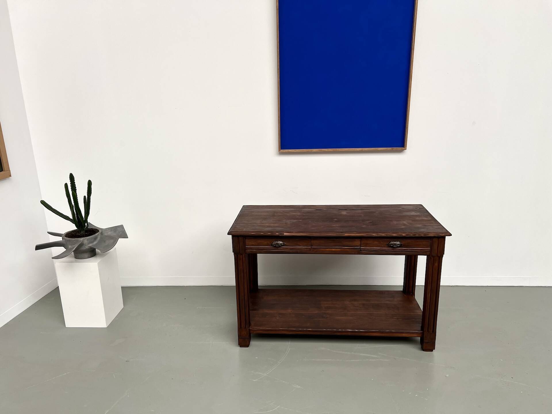 Small pine drapery table from the 1950s