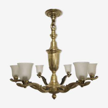 Art deco bronze chandelier