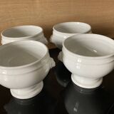 Set of 4 white porcelain lion head tureens