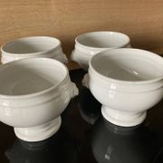 Set of 4 white porcelain lion head tureens