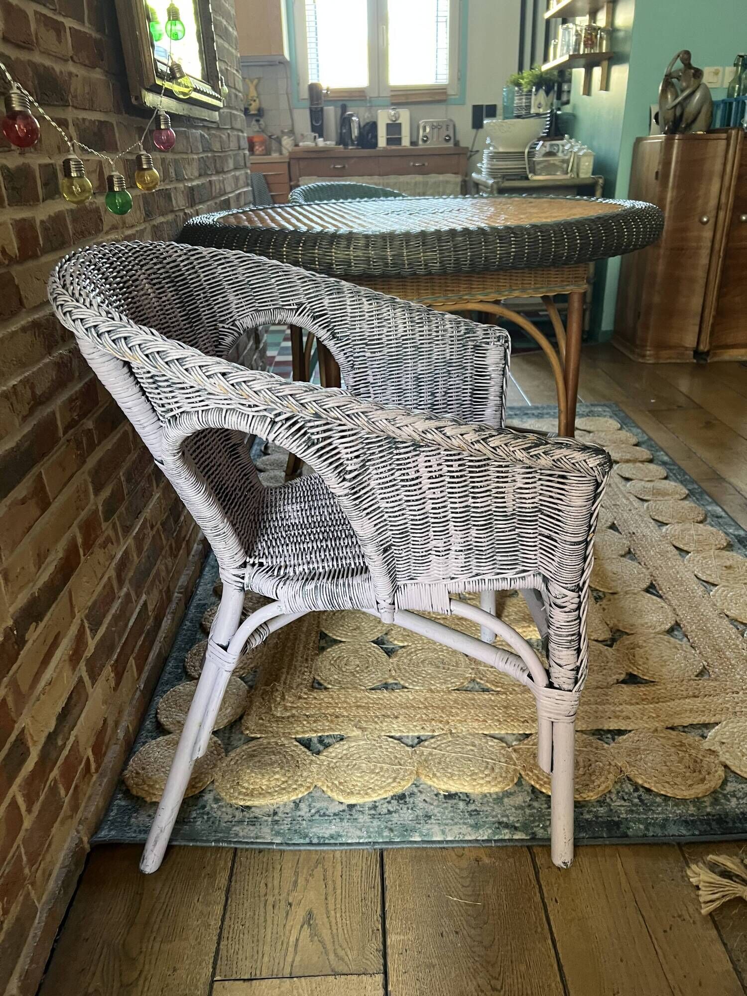 Colourful wicker armchair