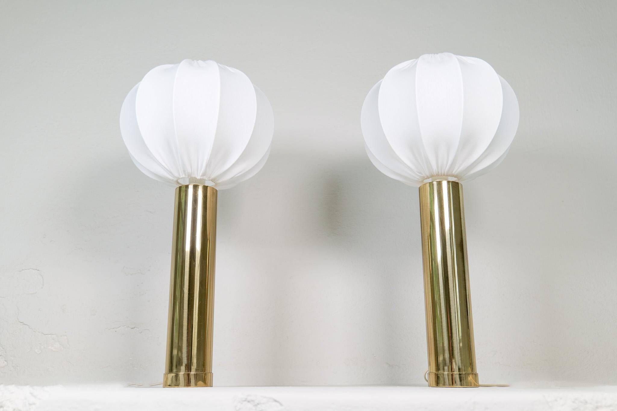 Pair of large Bergboms B-010 table lamps in brass, mid-century, 1960s, Sweden.