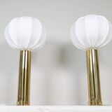 Pair of large Bergboms B-010 table lamps in brass, mid-century, 1960s, Sweden.