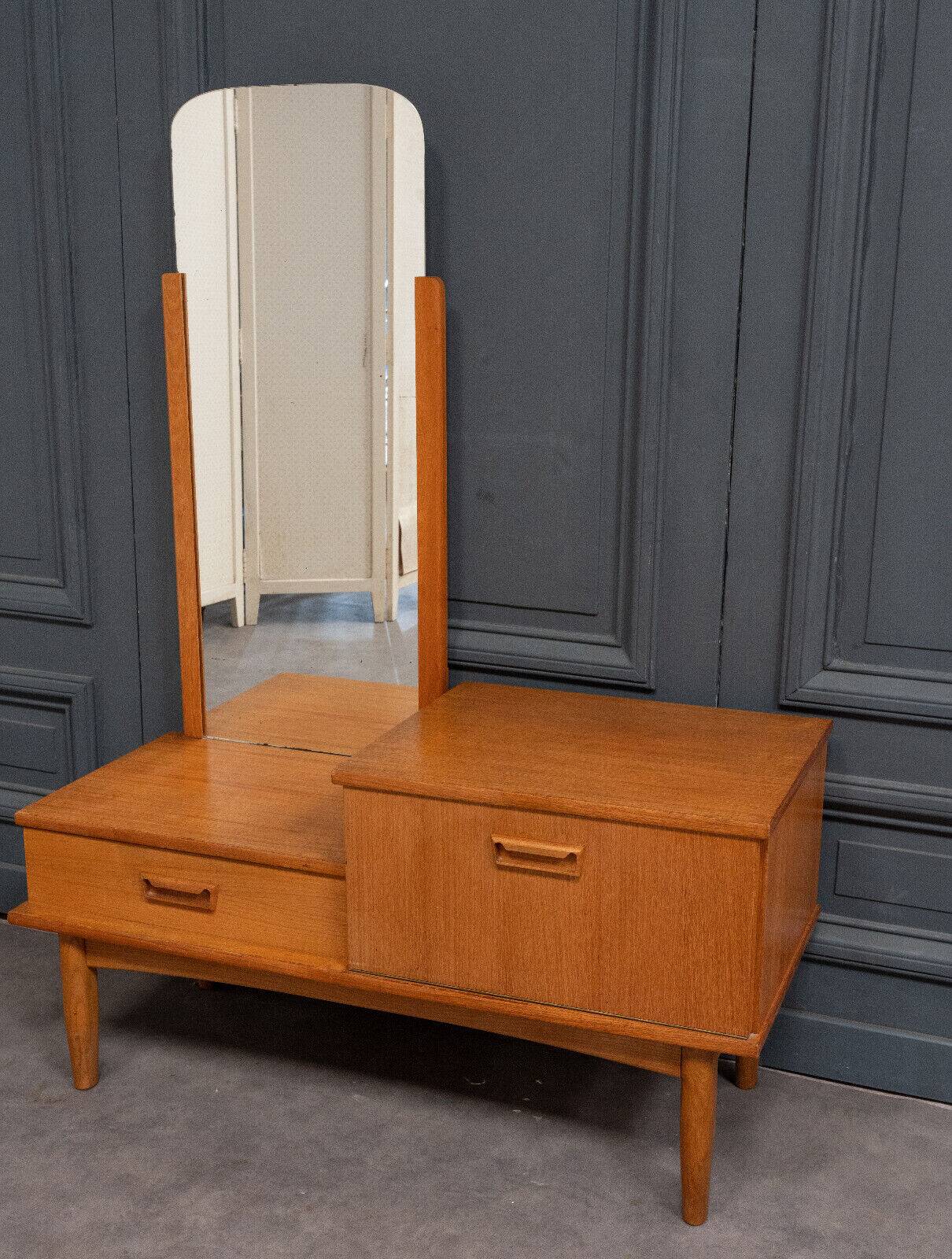 Scandinavian teak dressing table 1960 a mirror a drawer a lid