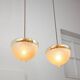 Mid-century Italian Brass and Glass Pendant Lamps, set of 2