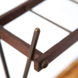 Vintage coat rack and umbrella holder, wood and brass