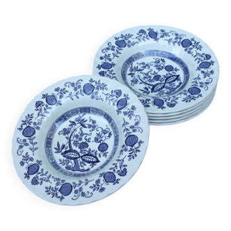 6 assiettes Blue Onion Myott meakin