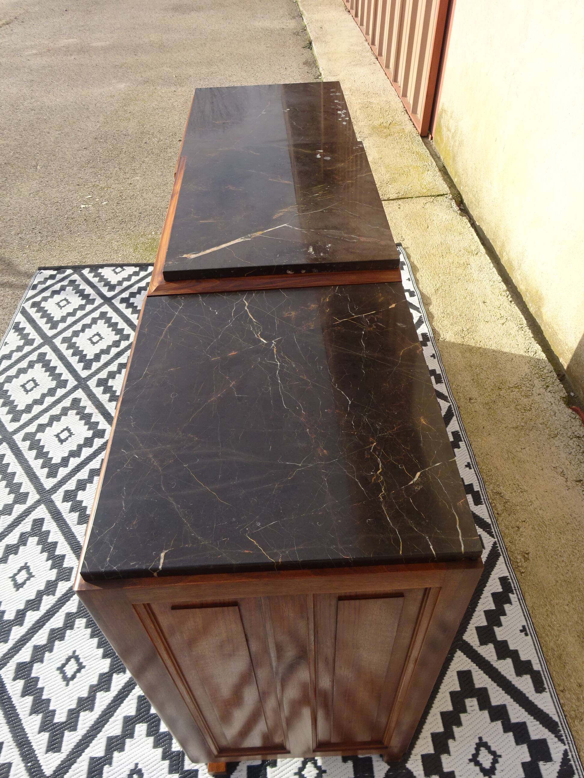 Walnut sideboard with moustache legs