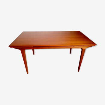 Vintage Scandinavian table 50s 60s in solid teak with extensions, stamped LB