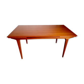 Table scandinave vintage années 50 60 en teck massif avec rallonges, estampillée LB
