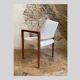Fauteuil Mid Century bois et tissu laine bouclée
