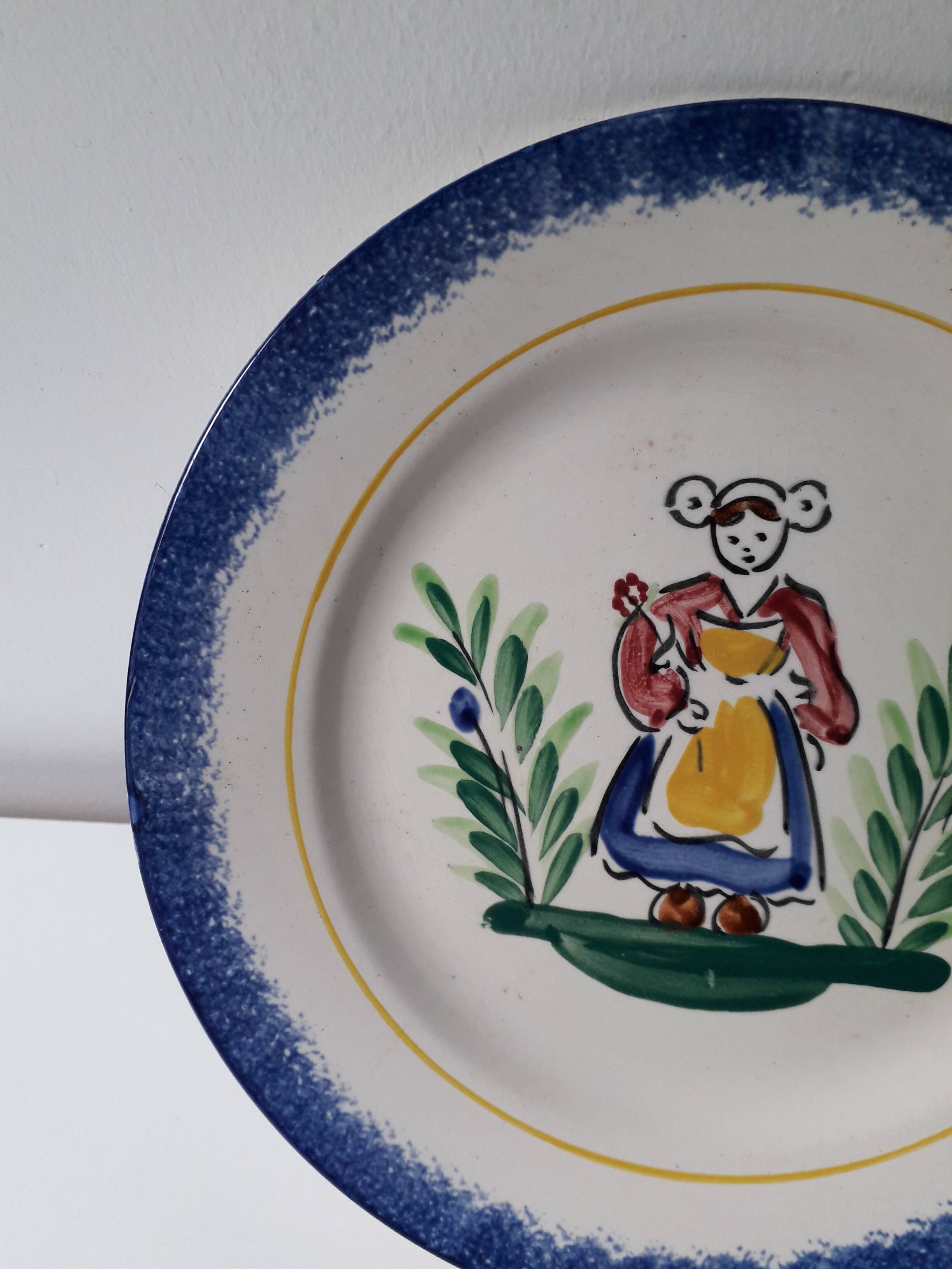 Bretagne Pornic earthenware plate (18.5cm) A1