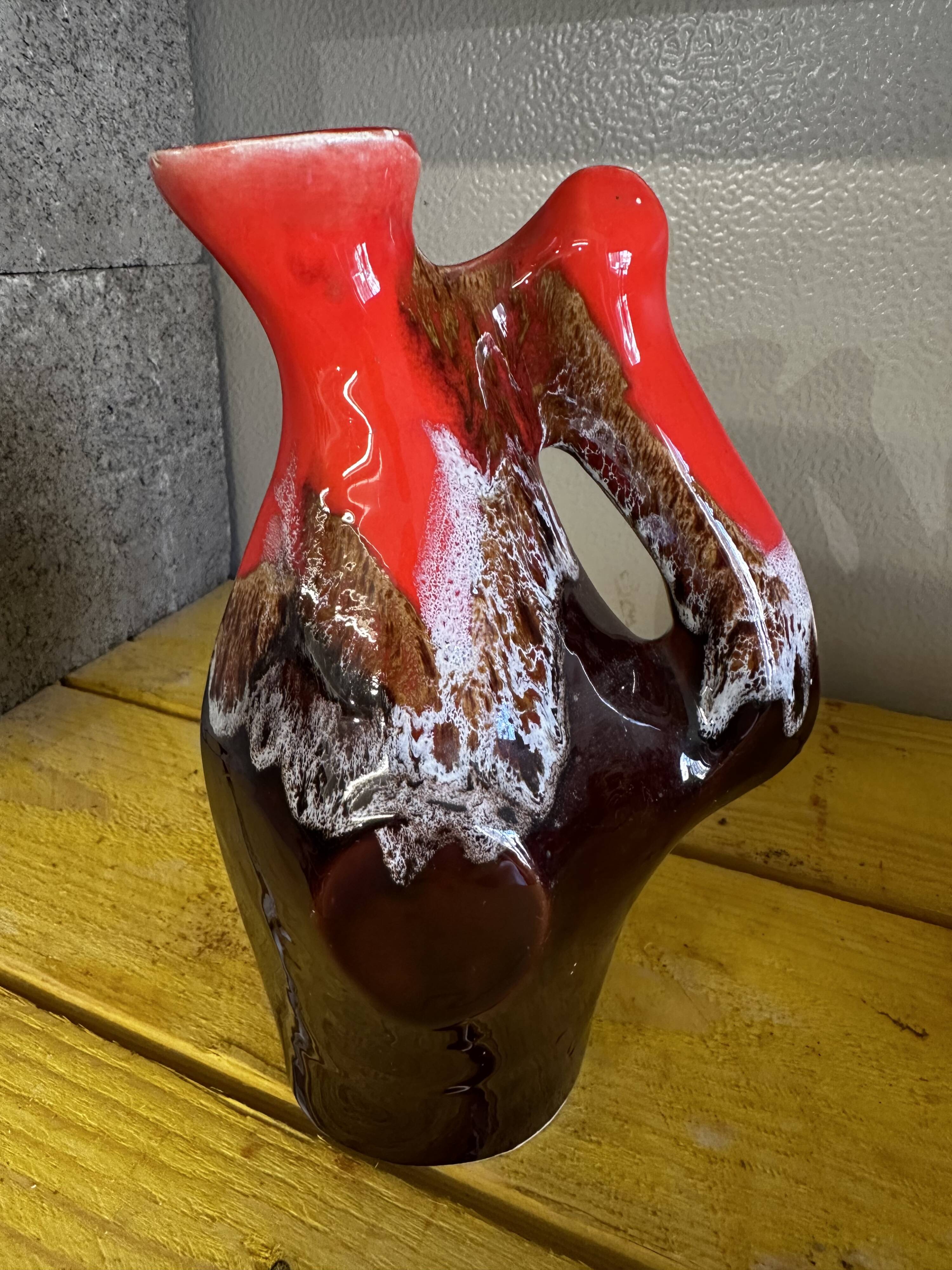 Vallauris Glazed Ceramic Pitcher Vase - Free Form H 22 cm