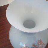 Vase rond en opaline bleu gris