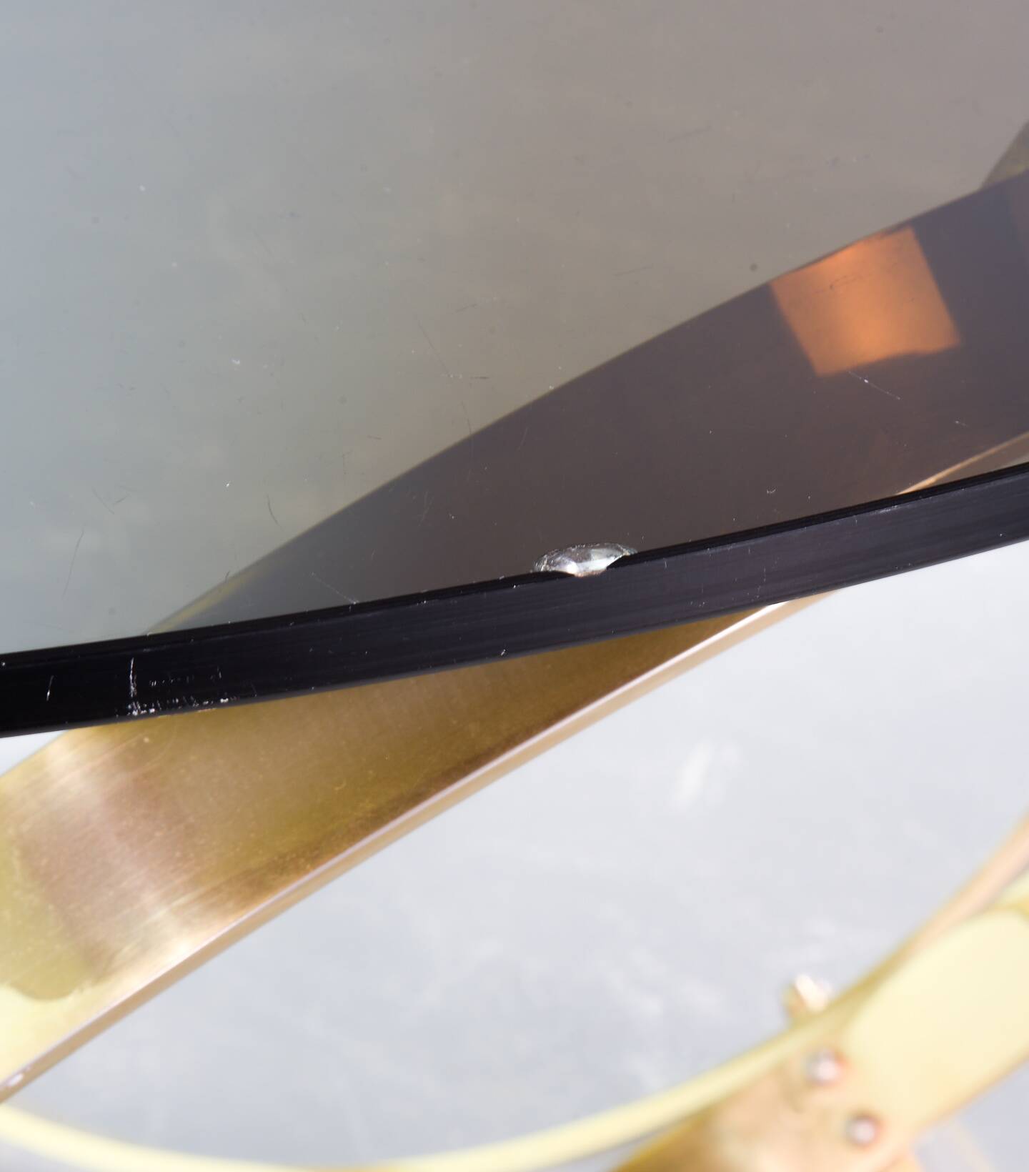 Knut Hesterberg Round Brass Coffee Table with Smoked Glass Top Germany, 70s