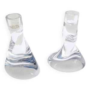 Paire de bougeoirs en - cristal