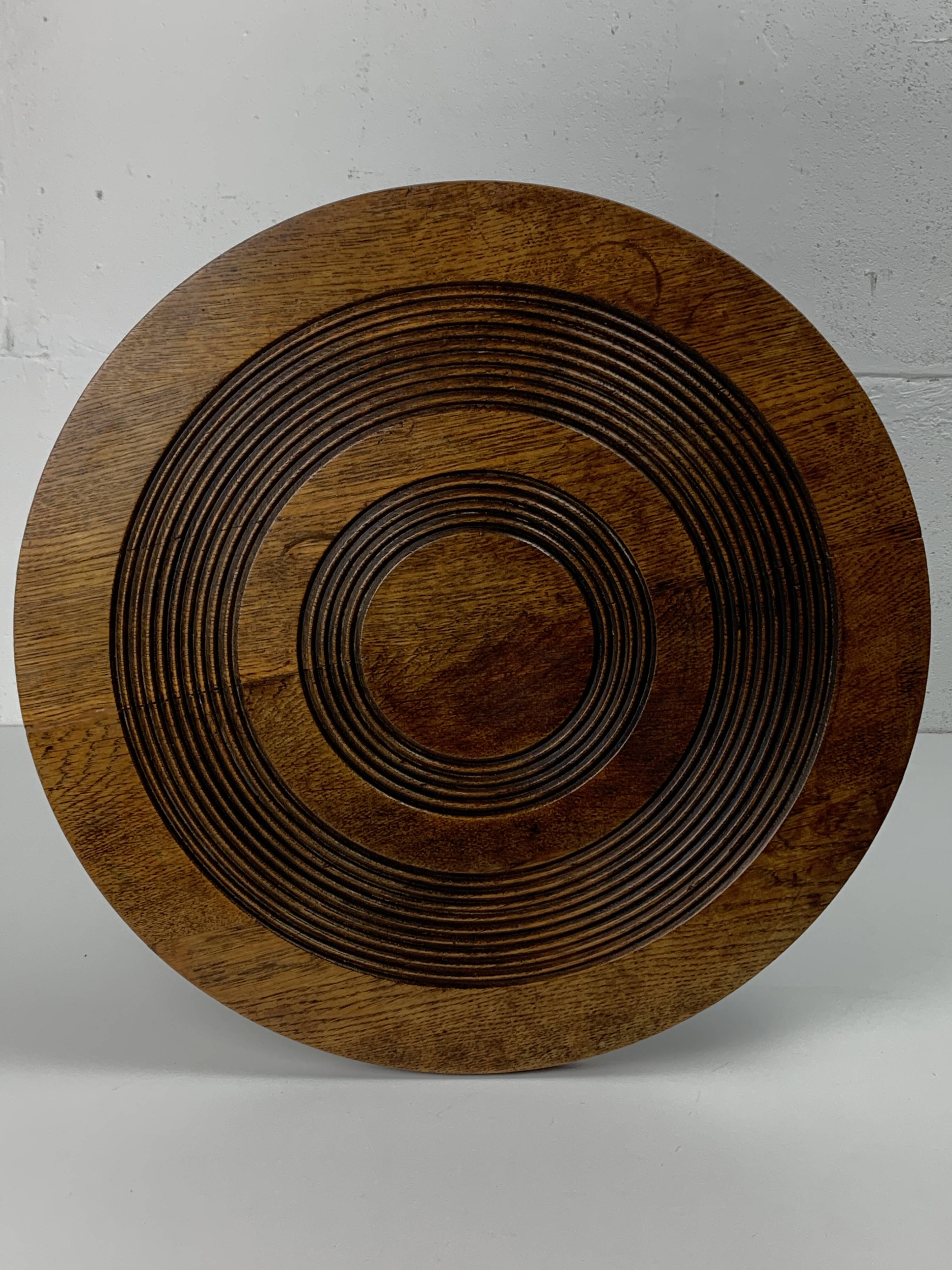 Brutalist Wood Turned Wine Press Side Table in the style of Charles Dudouyt