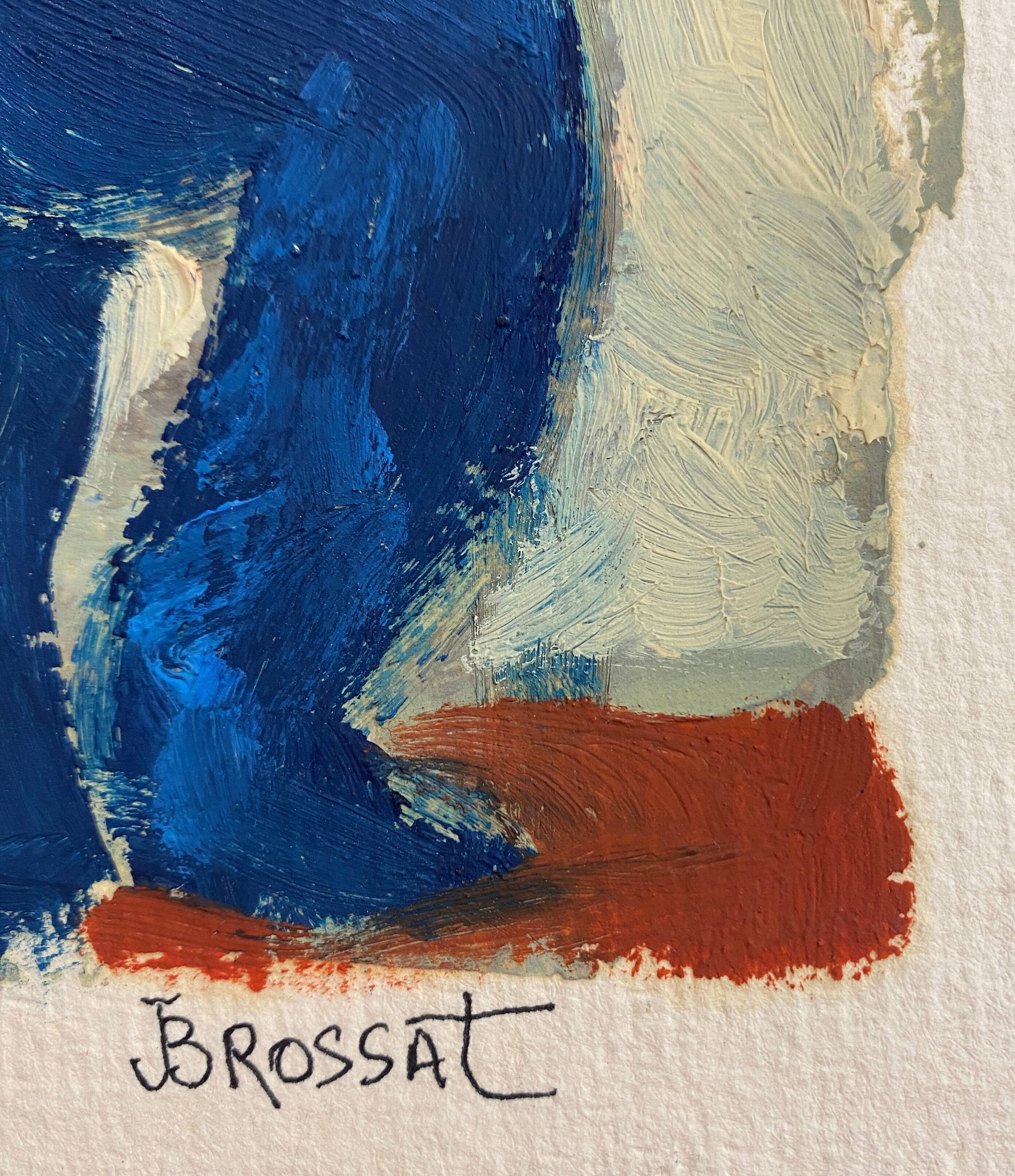 Painting "The Public Bench" HSP by J.M. Brossat (born 1946)