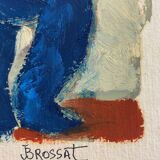Painting "The Public Bench" HSP by J.M. Brossat (born 1946)