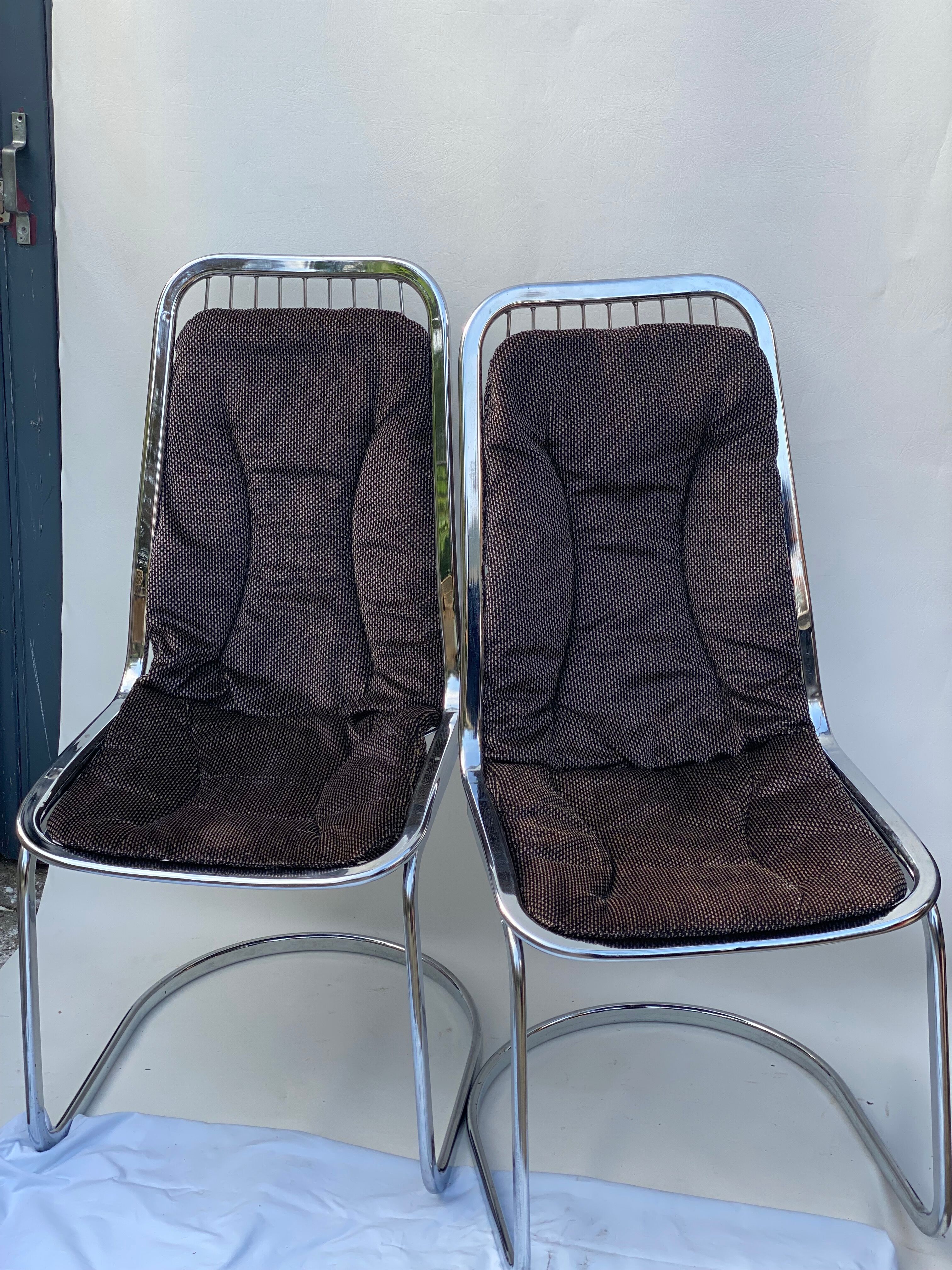 Pair of  gastone rinaldi chrome dining chairs