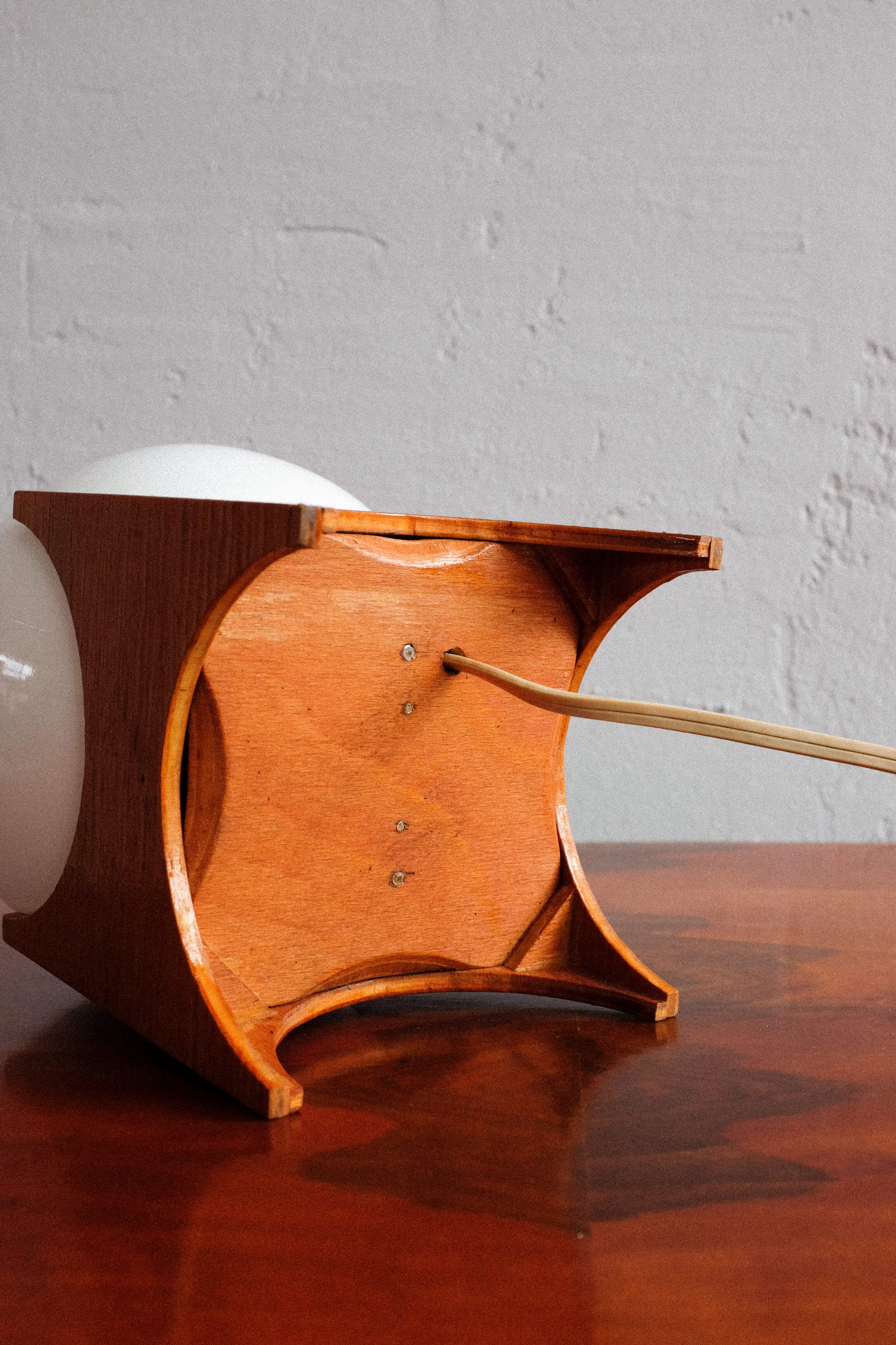Glass & wood table lamp, Czechoslovakia, 1960s