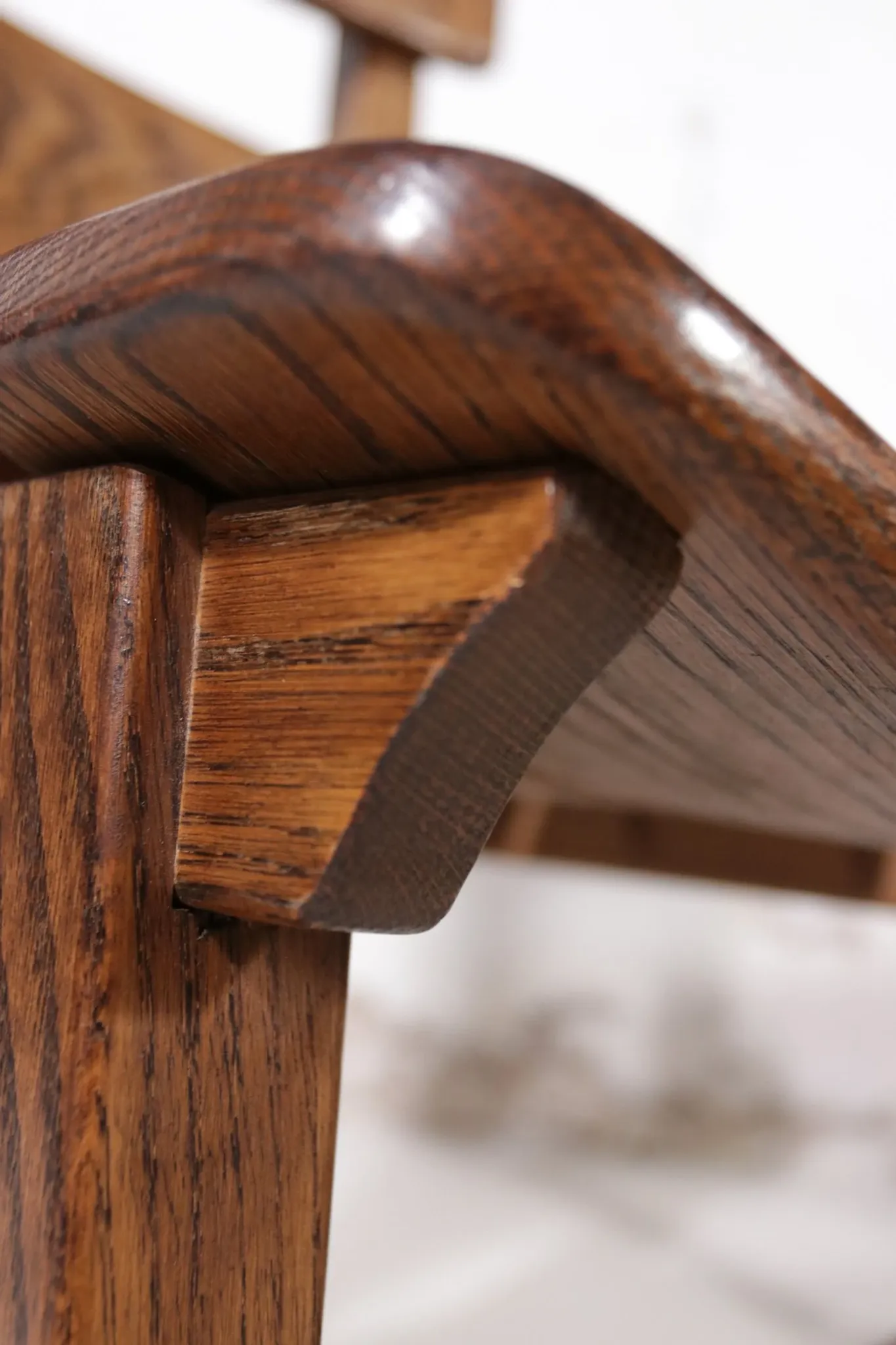 Set of 4 brutalist oak ladderback dining chairs – Netherlands, 1970s