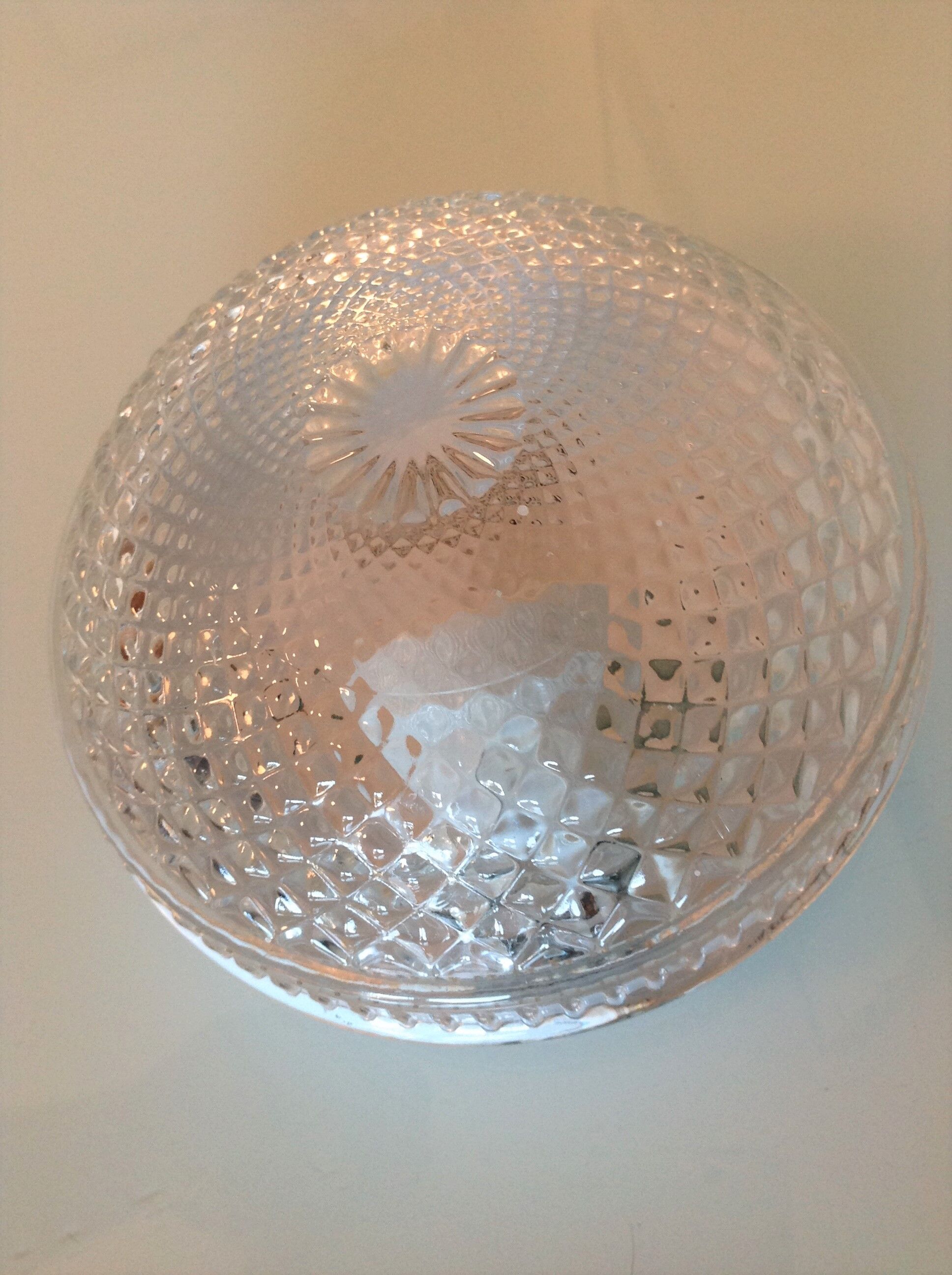 Plafonnier rond en verre structuré/vintage années 60-70