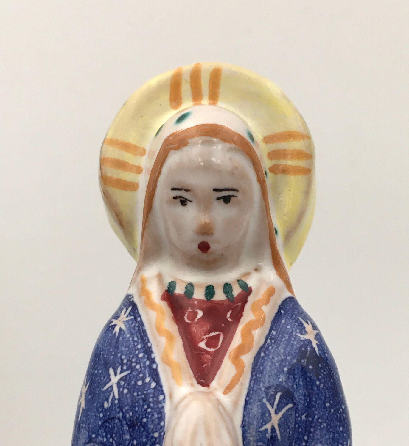 Virgin in polychrome enameled earthenware, 20th century