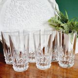 Set of 6 high crystal glasses with diamond tips
