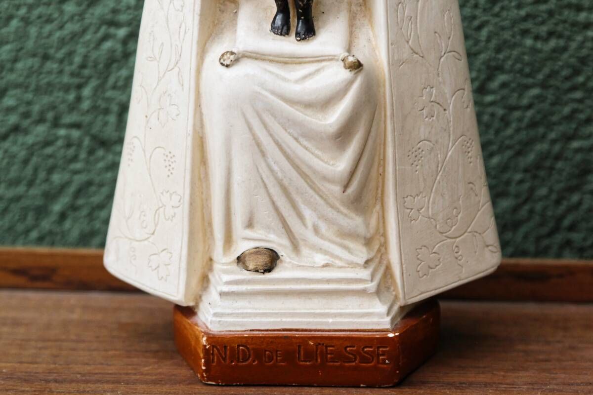 Virgin and Child in plaster, Notre Dame de Liesse, signed Bacci