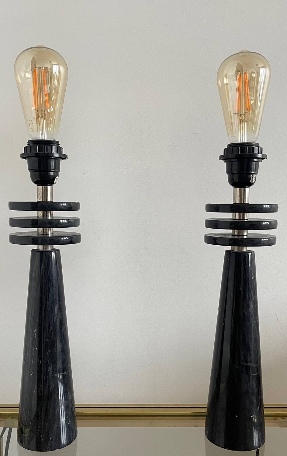 Pair of marble lamps 1980.
