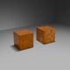 Set of Two Beautiful Burl Wood Cube Tables, Italy 1970s