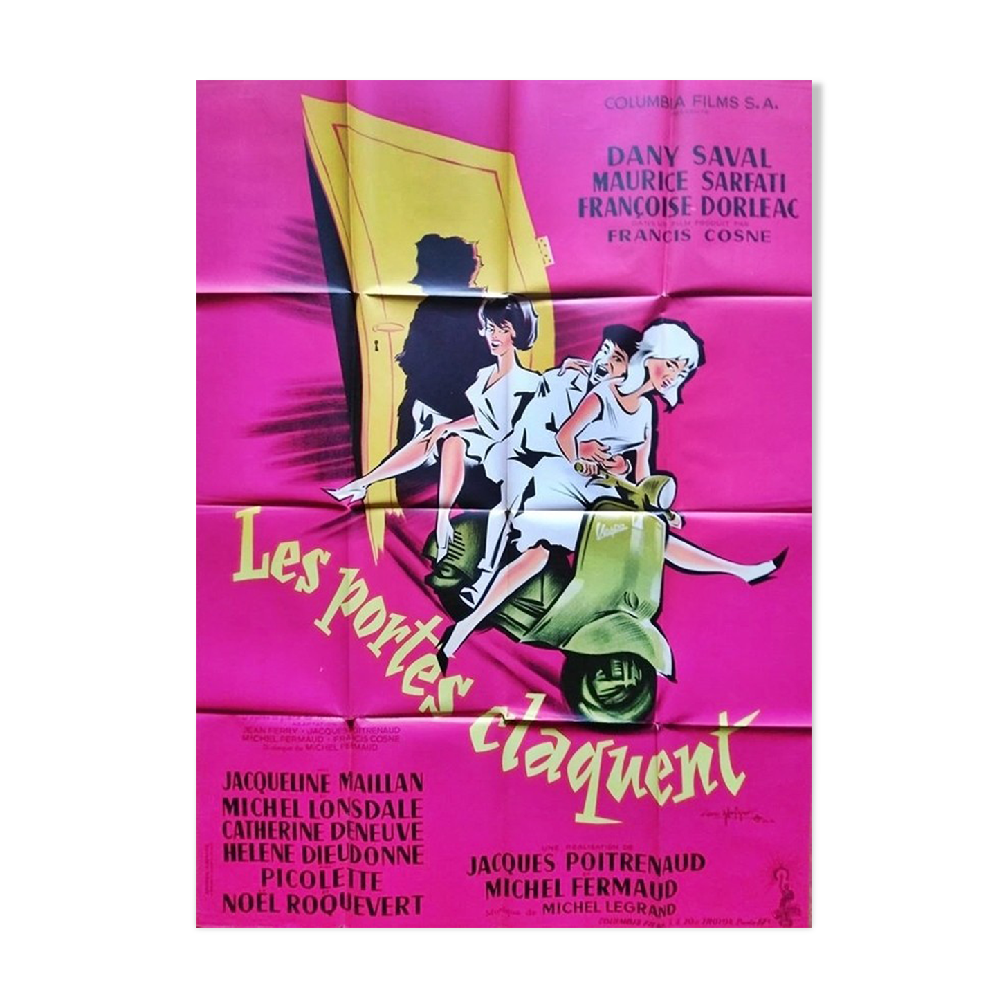 original poster 1960 doors slam Vespa 120x160 cm Catherine Deneuve