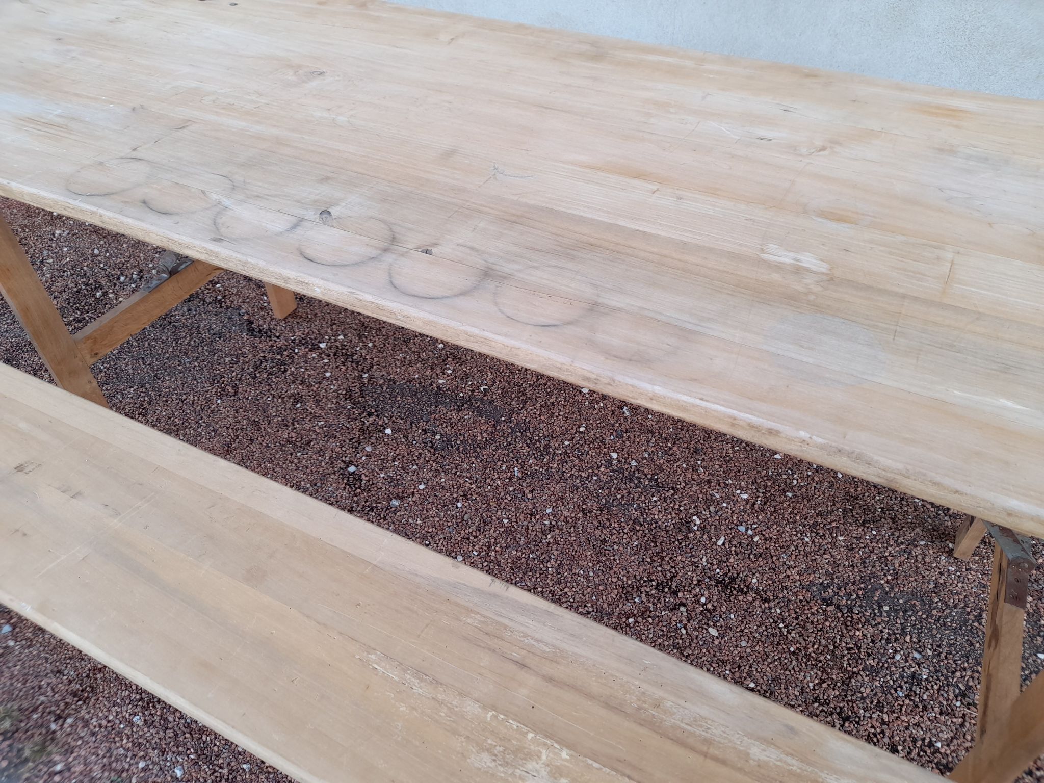 Table and folding benches of bistro guinguette -2m20