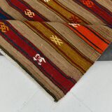 Turkish Red & Blue Striped Kilim Rug, 151x244Cm