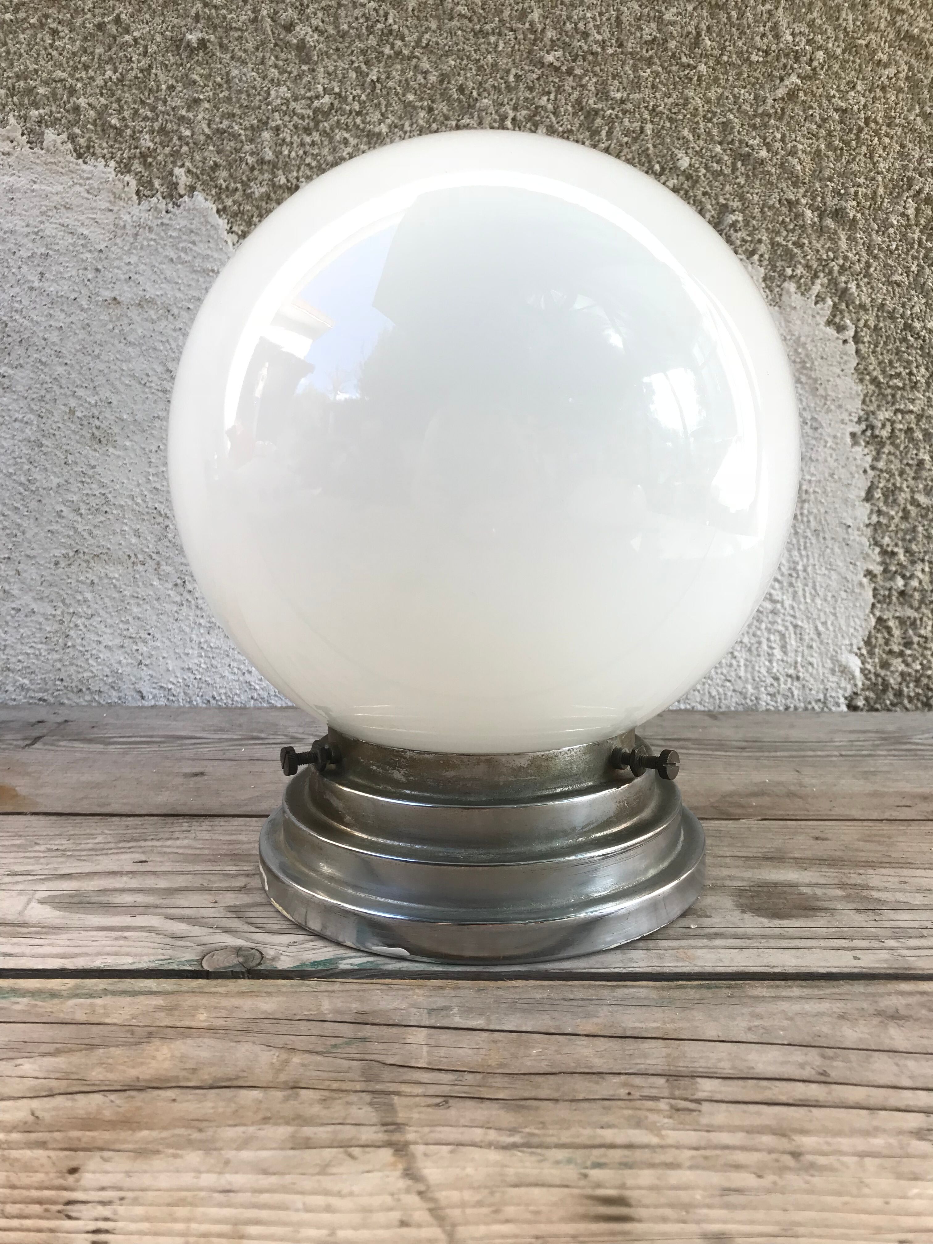 White opaline glass ball ceiling light
